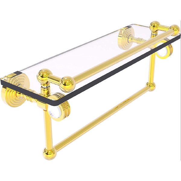 17 Stories Desideria Glass Bracket Shelf with Towel Bar Wayfair